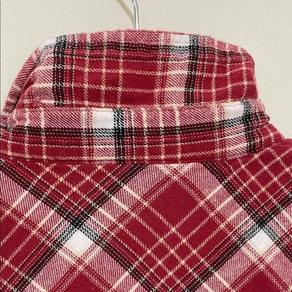 Wrangler Rancher Red Plaid Flannel Button-Down Shirt Pearl Snap Buttons, Size - Picture 8 of 8